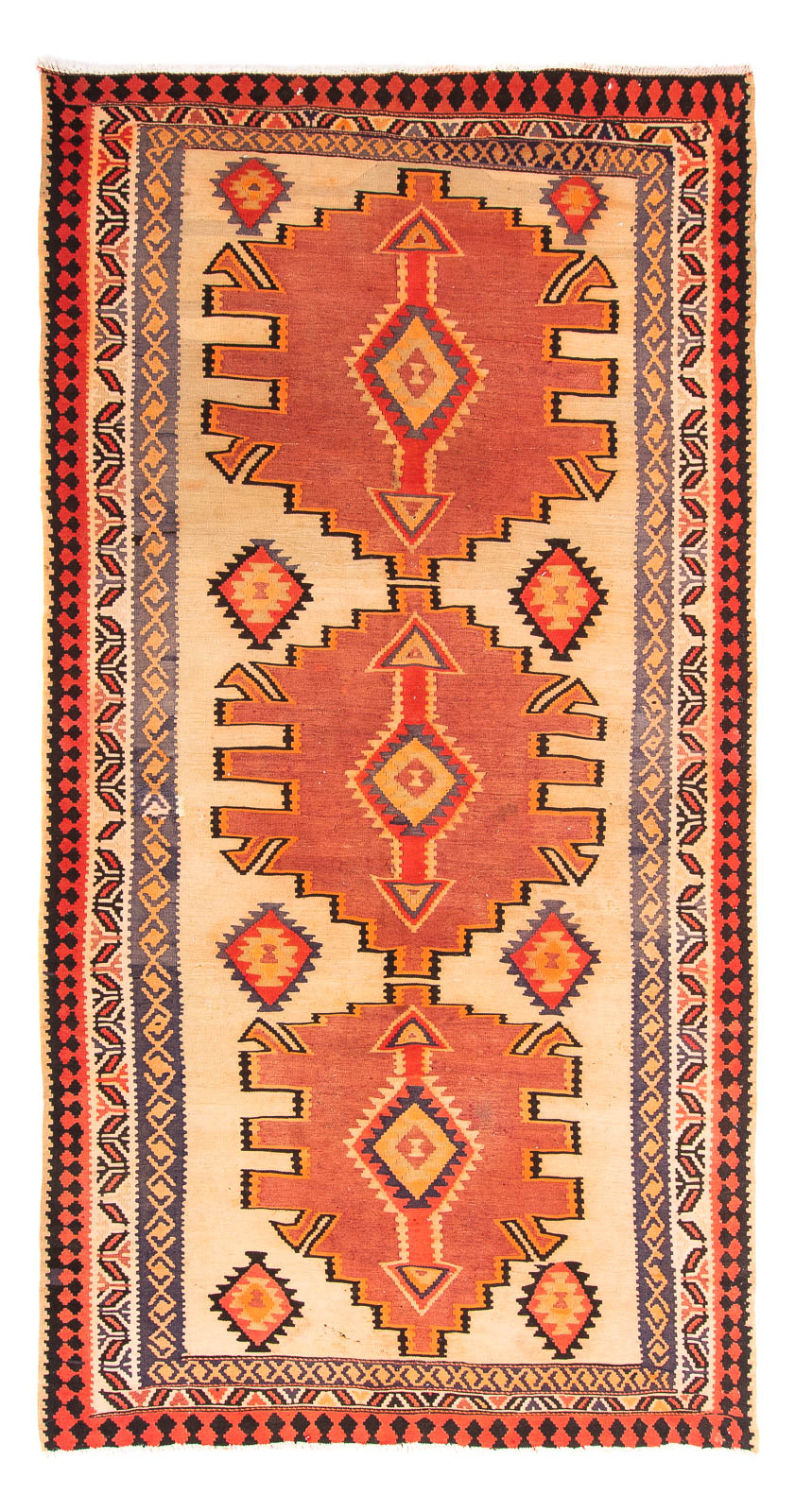 Tapis de couloir Tapis Kelim - Vieux - 300 x 150 cm - multicolore