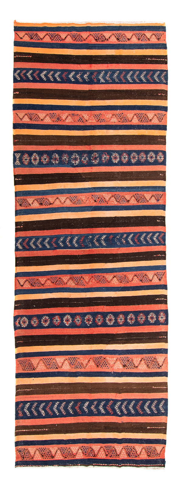 Tapis de couloir Tapis Kelim - Vieux - 345 x 130 cm - multicolore
