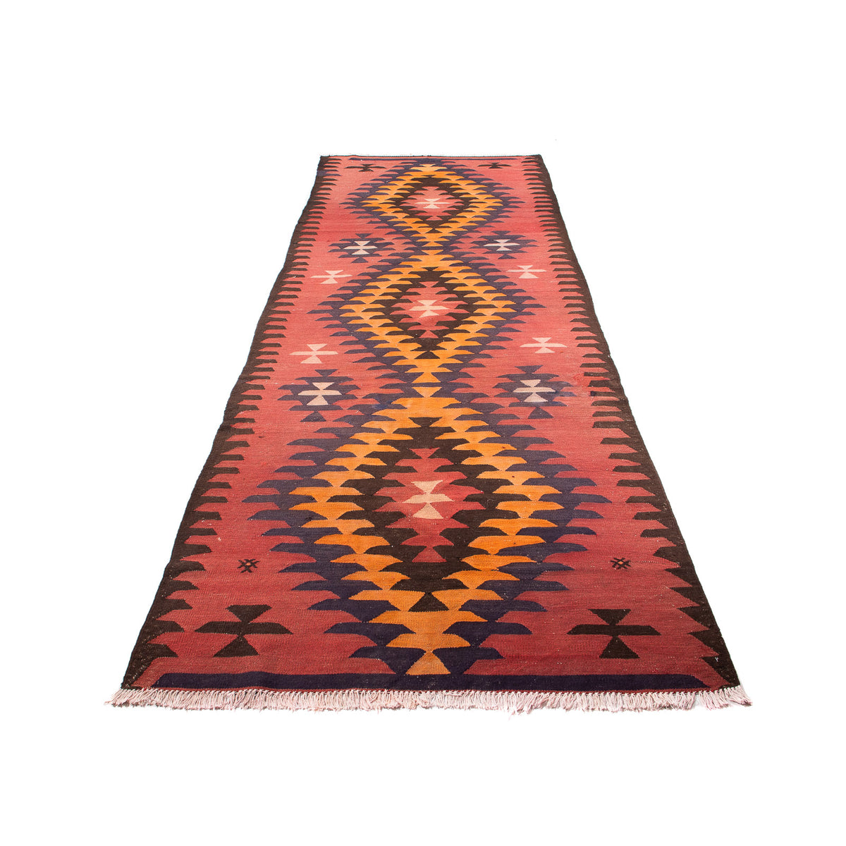 Tapis de couloir Tapis Kelim - Vieux - 390 x 130 cm - multicolore
