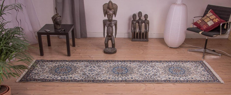 Tapis de couloir Tapis persan - Nain - Royal - 295 x 81 cm - beige