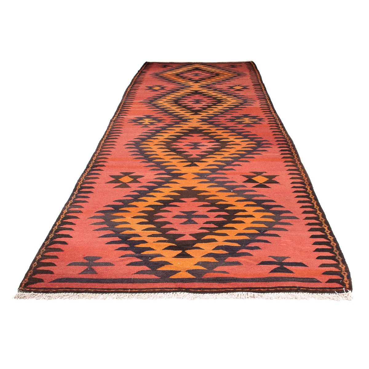 Tapis de couloir Tapis Kelim - Vieux - 400 x 140 cm - rouge clair