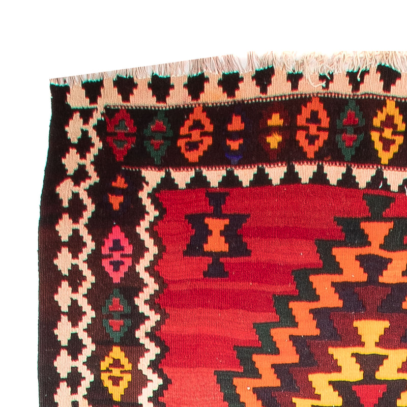 Tapis de couloir Tapis Kelim - Vieux - 440 x 124 cm - rouge foncé