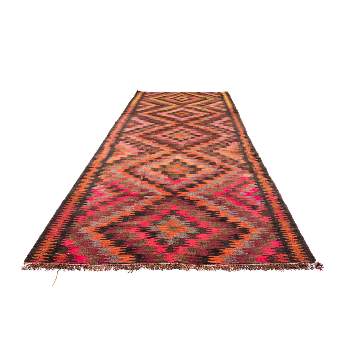 Tapis de couloir Tapis Kelim - Vieux - 380 x 150 cm - multicolore