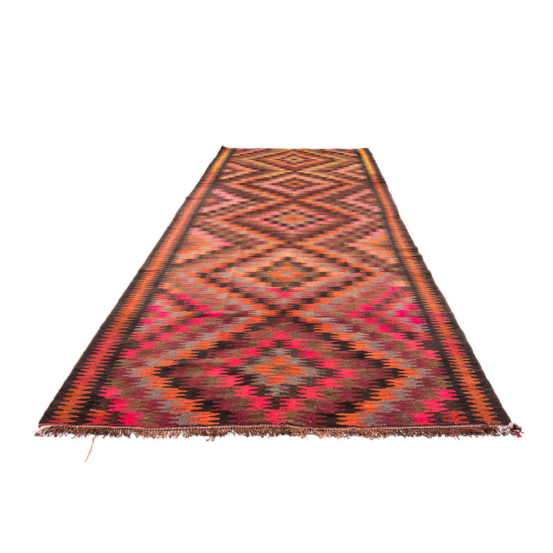 Tapis de couloir Tapis Kelim - Vieux - 380 x 150 cm - multicolore