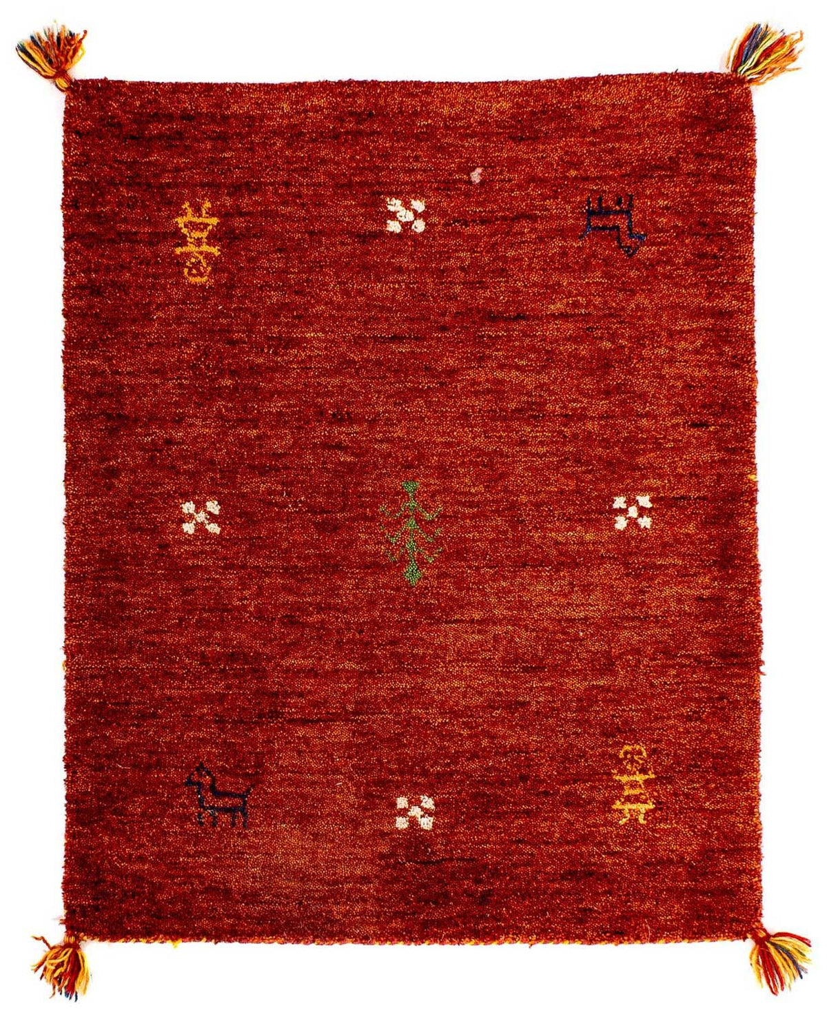 Tapis Gabbeh - Indus - 90 x 60 cm - rouge foncé