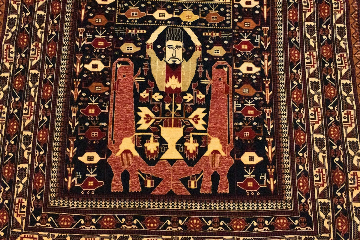 Tapis afghan - 196 x 122 cm - bleu