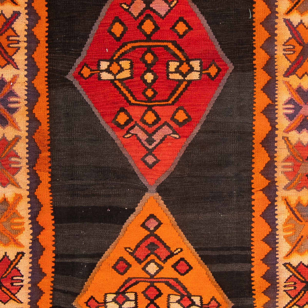 Tapis de couloir Tapis Kelim - Vieux - 380 x 150 cm - multicolore