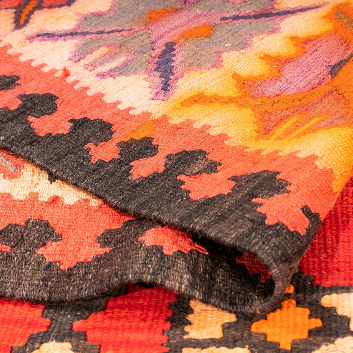 Tapis de couloir Tapis Kelim - Vieux - 380 x 150 cm - multicolore