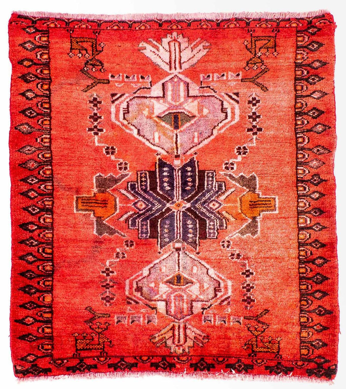 Tapis persan - Keshan carré - 107 x 96 cm - rouge clair