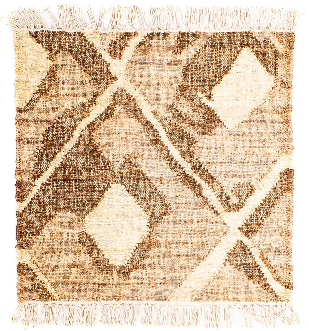 Tapis Kelim - Tendance carré - 63 x 62 cm - marron clair