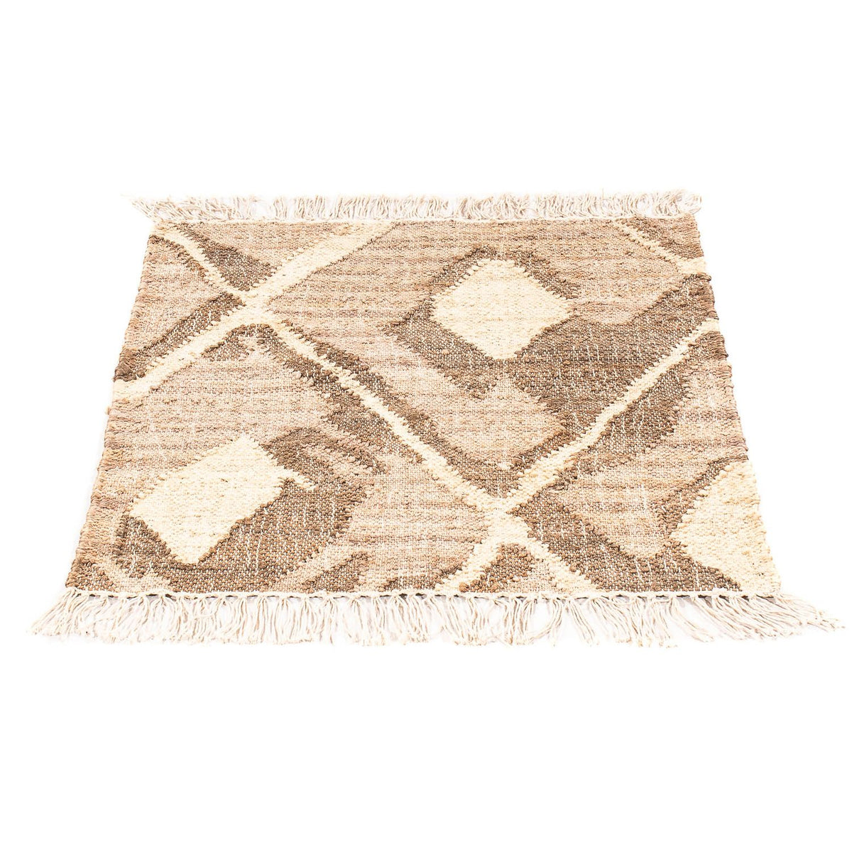 Tapis Kelim - Tendance carré - 63 x 62 cm - marron clair