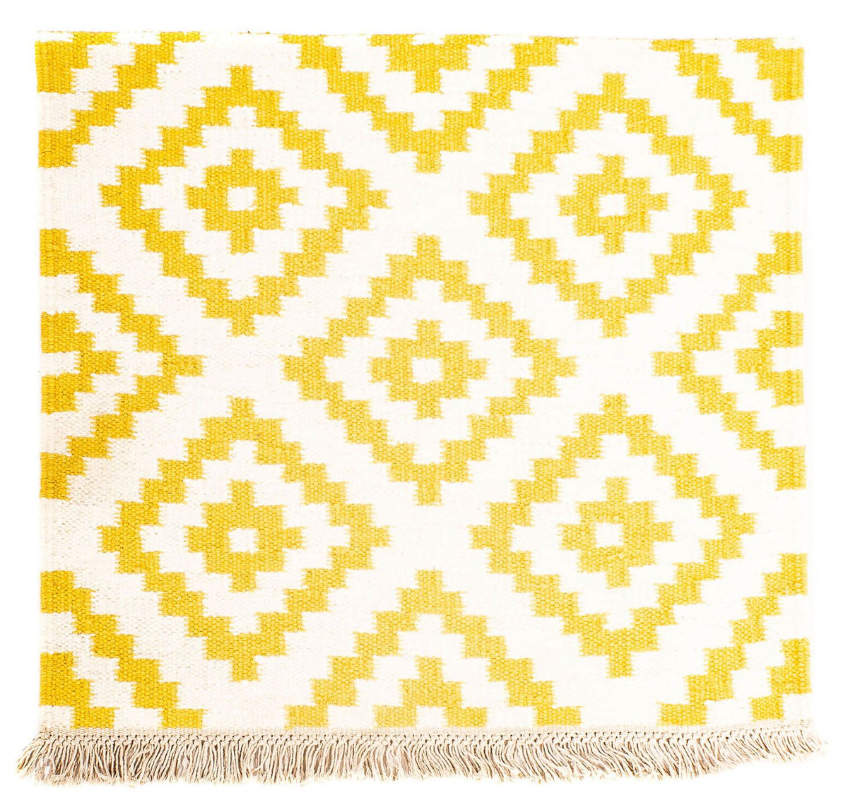 Tapis Kelim - Tendance carré  - 80 x 72 cm - beige