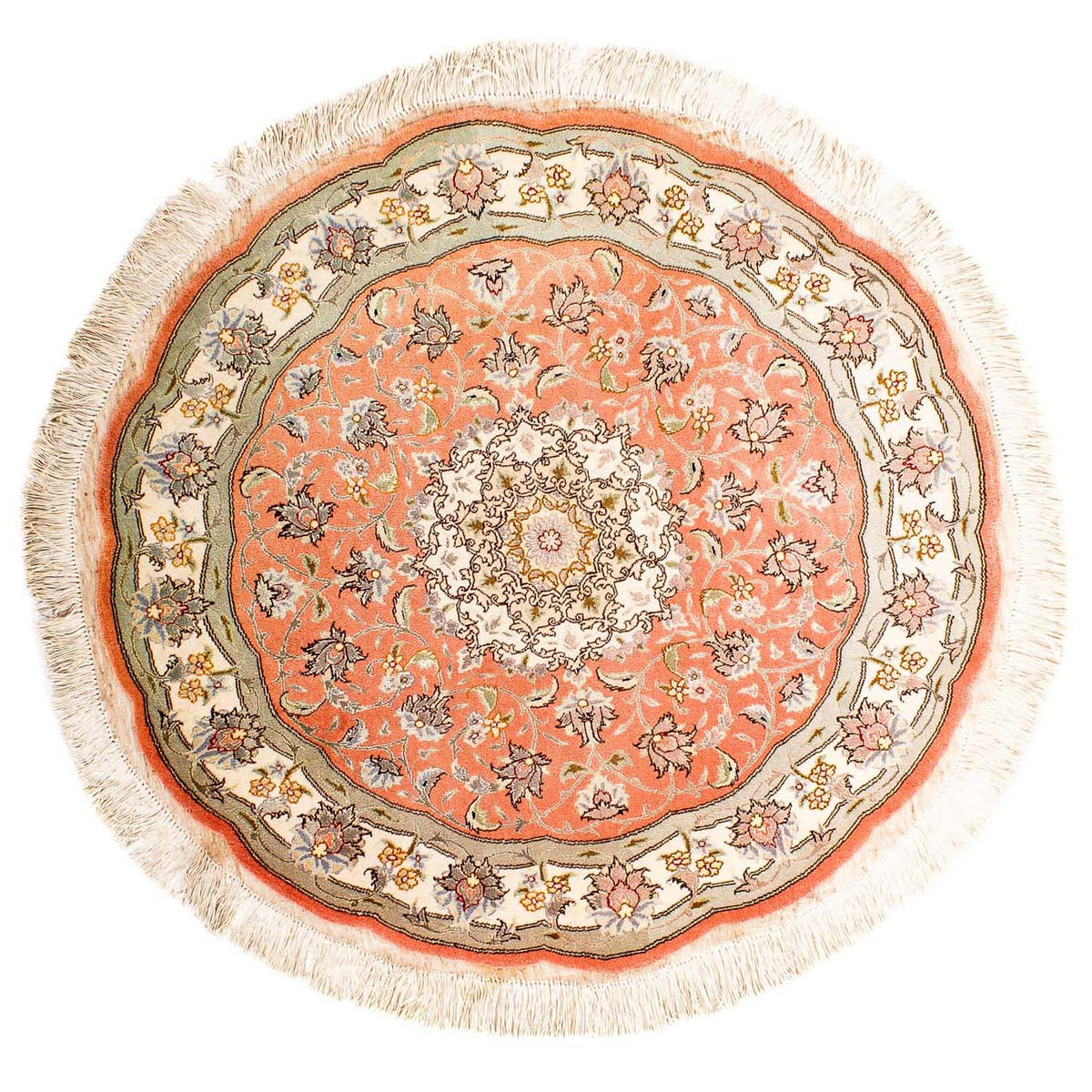 Tapis persan - Tabriz - Royal ronde - 102 x 102 cm - rouge clair