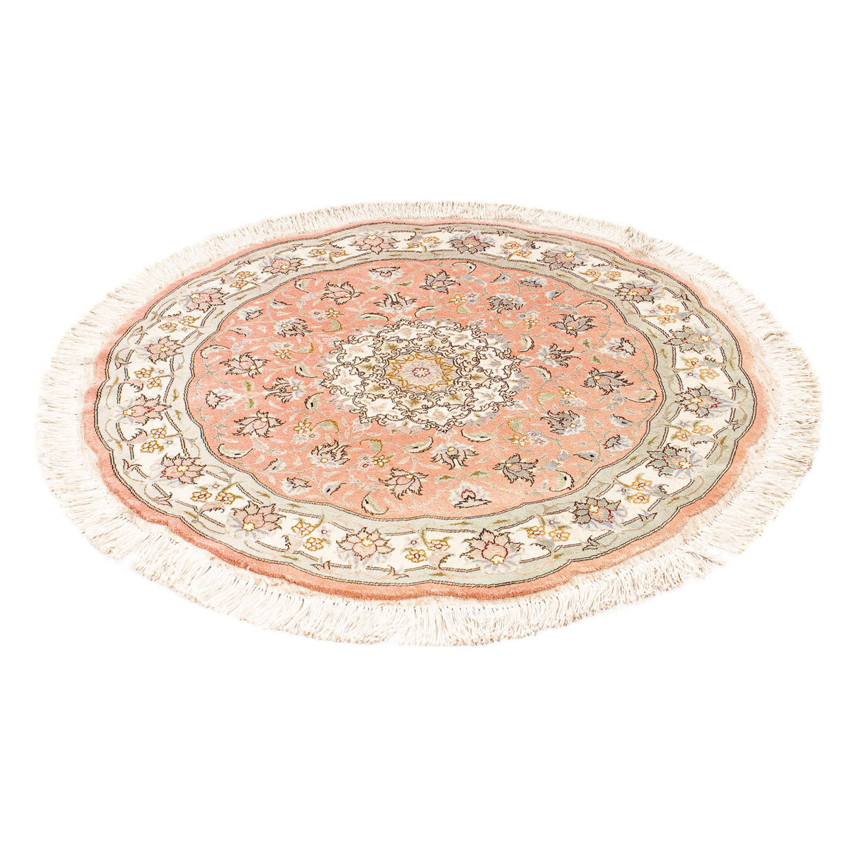 Tapis persan - Tabriz - Royal ronde - 102 x 102 cm - rouge clair