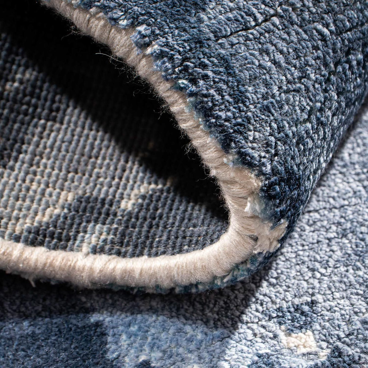 Tapis en viscose carré - 70 x 70 cm - bleu