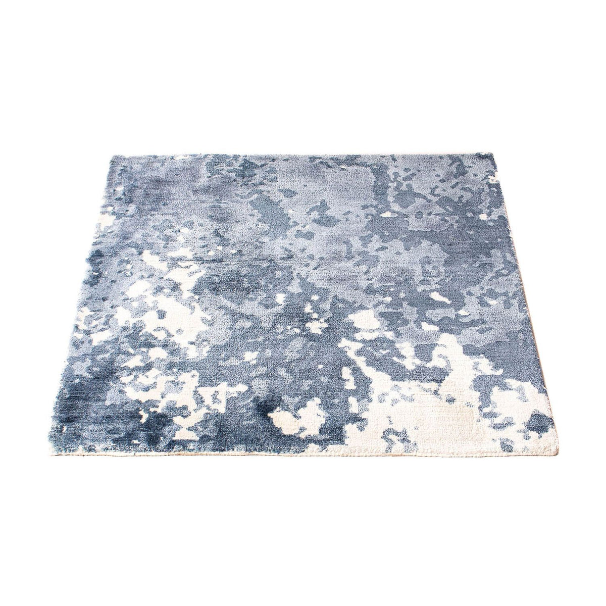 Tapis en viscose carré - 70 x 70 cm - bleu