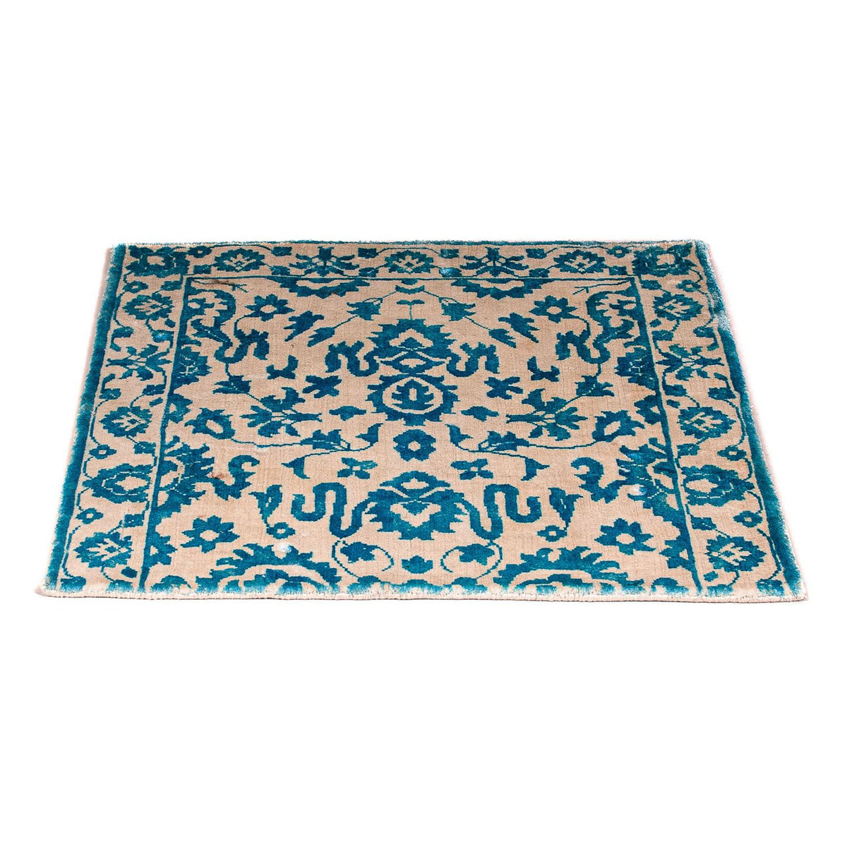 Tapis en viscose carré - 70 x 70 cm - turquoise