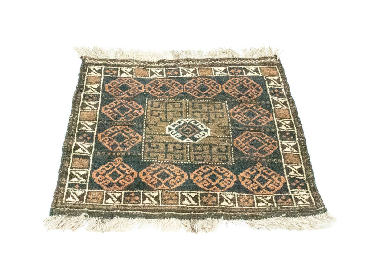 Tapis afghan carré  - 66 x 64 cm - bleu
