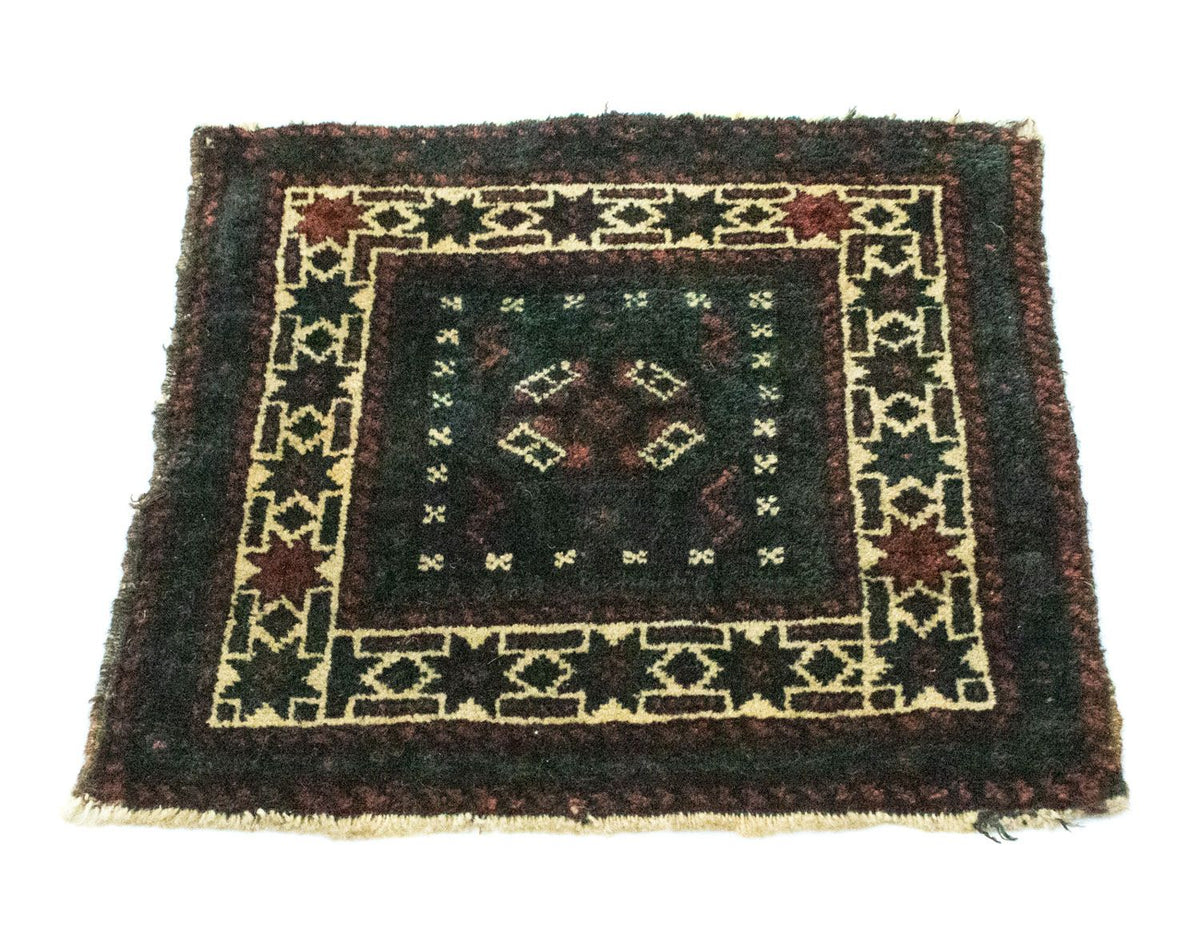 Tapis afghan carré  - 35 x 33 cm - bleu
