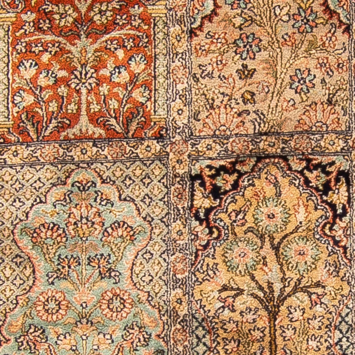 Tapis de couloir Tapis en soie - Soie du Cachemire - 310 x 94 cm - multicolore