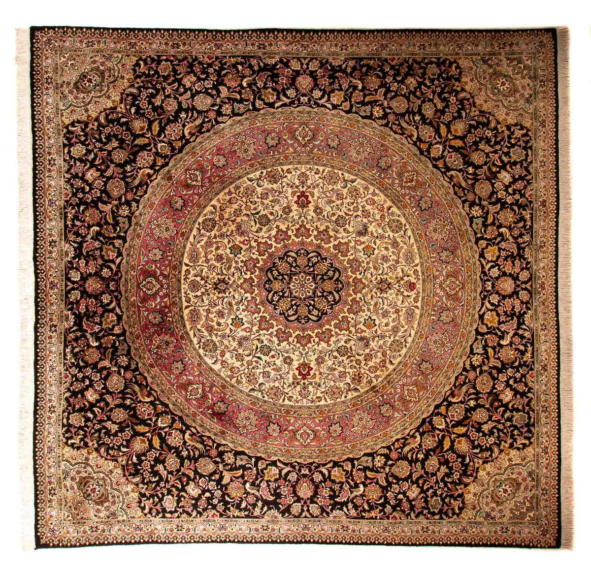 Tapis persan - Tabriz - Royal carré - 300 x 294 cm - bleu foncé