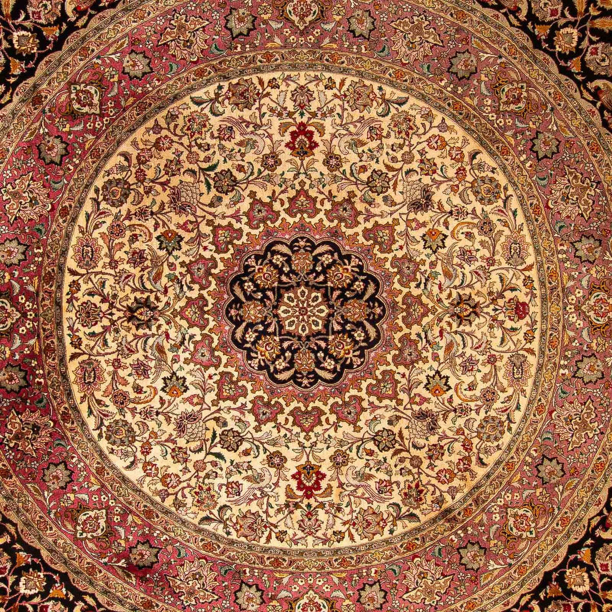Tapis persan - Tabriz - Royal carré - 300 x 294 cm - bleu foncé