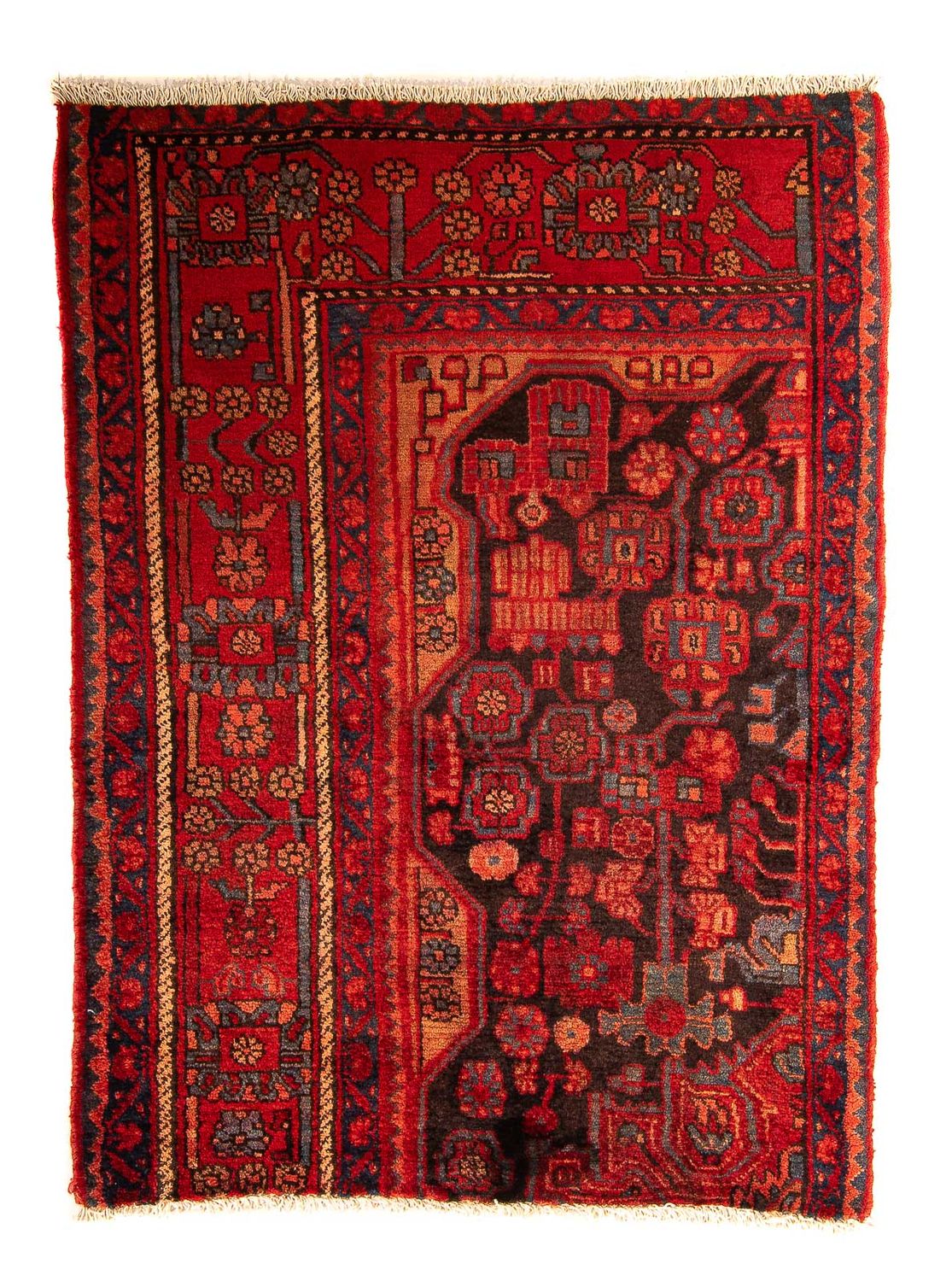 Tapis persan - Nomadic - 132 x 95 cm - rouge foncé