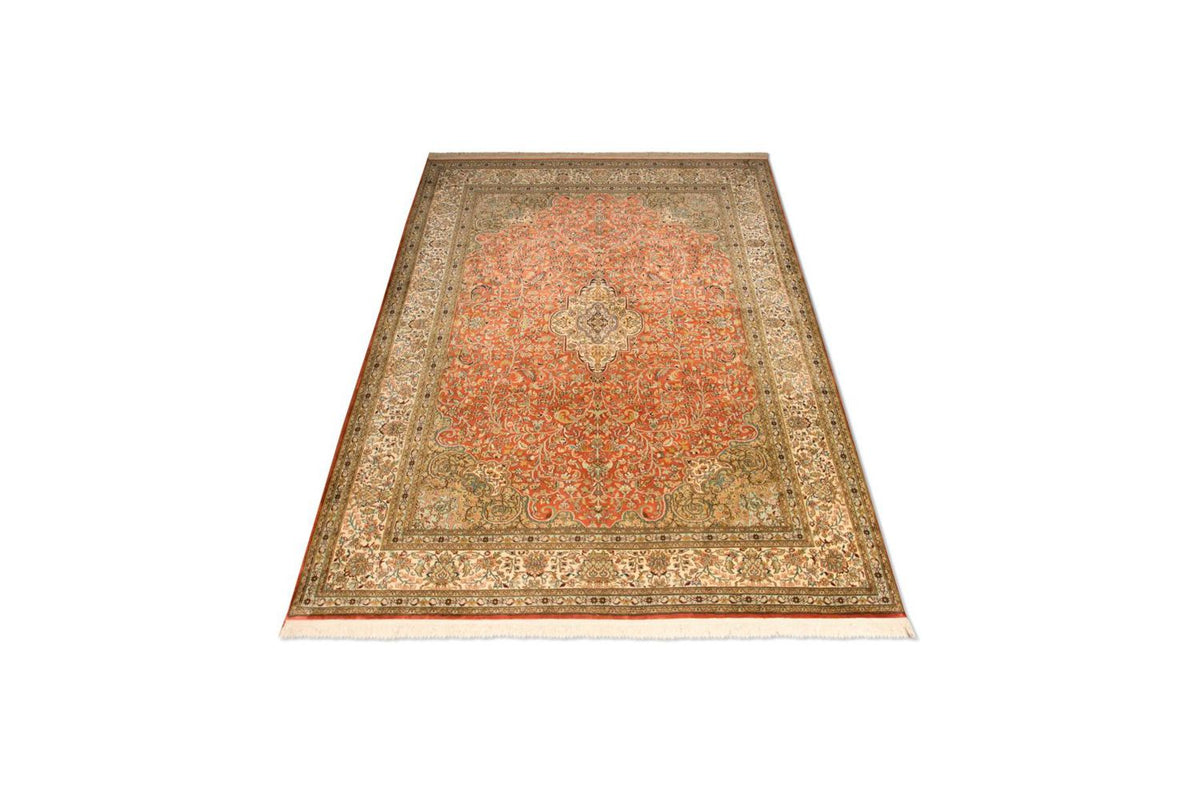 Tapis en soie - Soie du Cachemire - 244 x 168 cm - orange