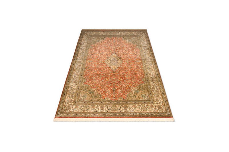 Tapis en soie - Soie du Cachemire - 244 x 168 cm - orange