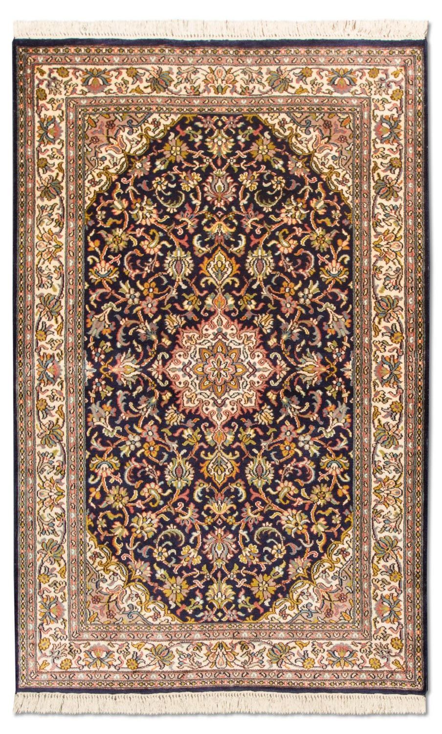 Tapis en soie - Soie du Cachemire - 150 x 93 cm - bleu foncé