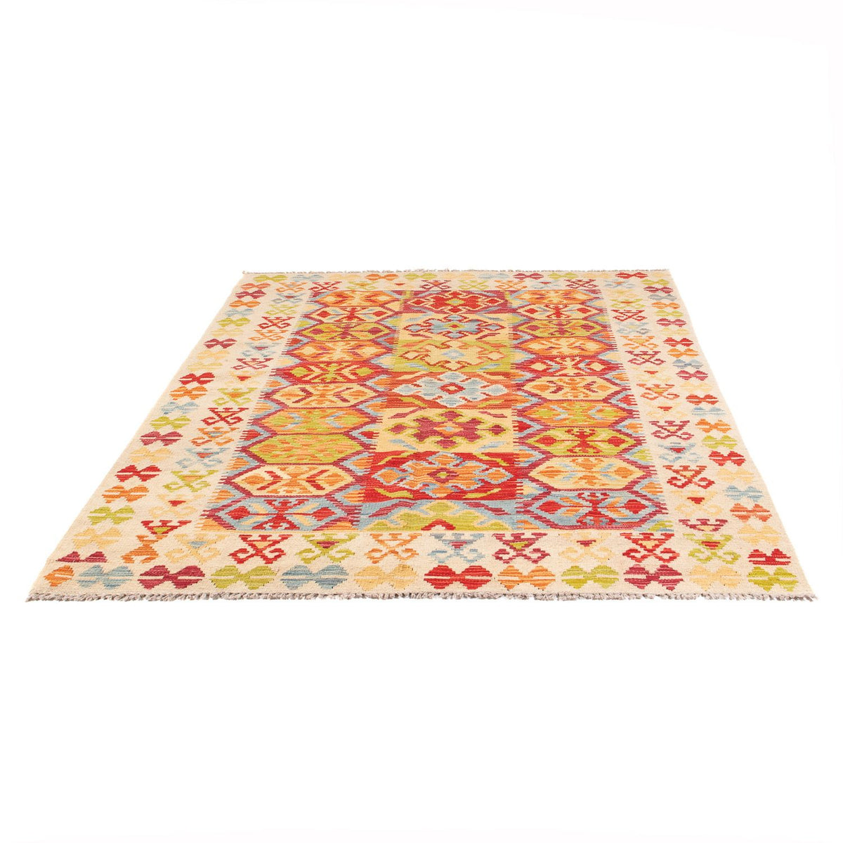 Tapis Kelim - Splash - 199 x 156 cm - multicolore