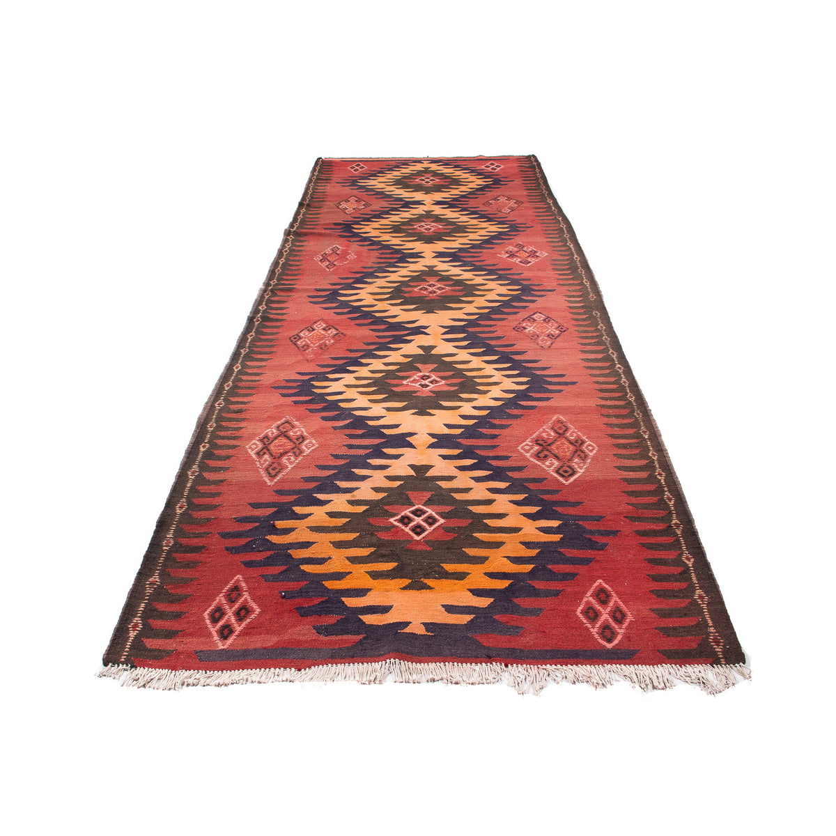 Tapis de couloir Tapis Kelim - Vieux - 395 x 145 cm - multicolore