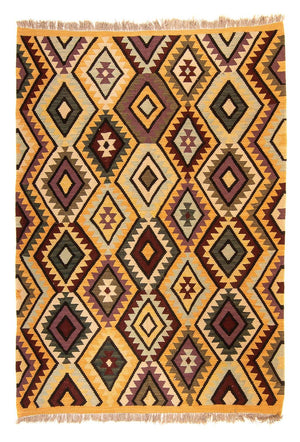 Tapis Kelim - Splash - 193 x 154 cm - multicolore