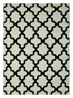 Tapis en laine - 240 x 150 cm - noir et blanc