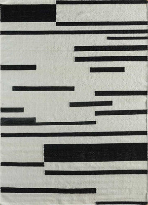 Tapis en laine - 240 x 150 cm - noir et blanc
