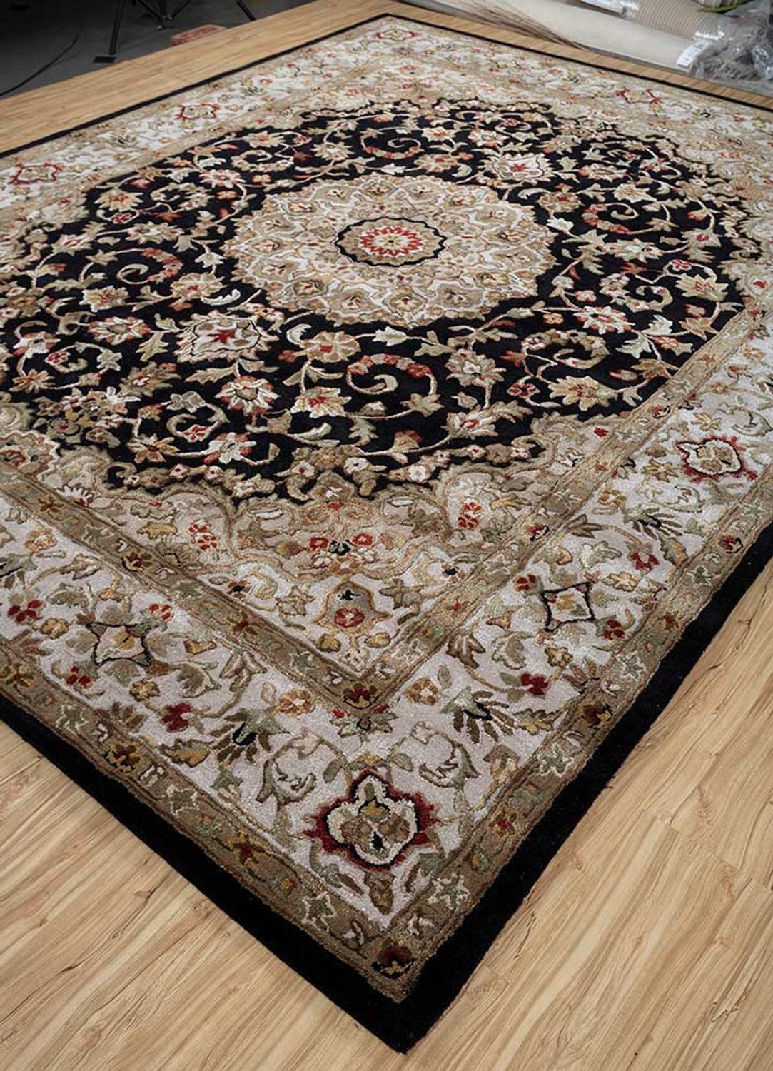 Tapis en laine - 300 x 240 cm - bleu foncé