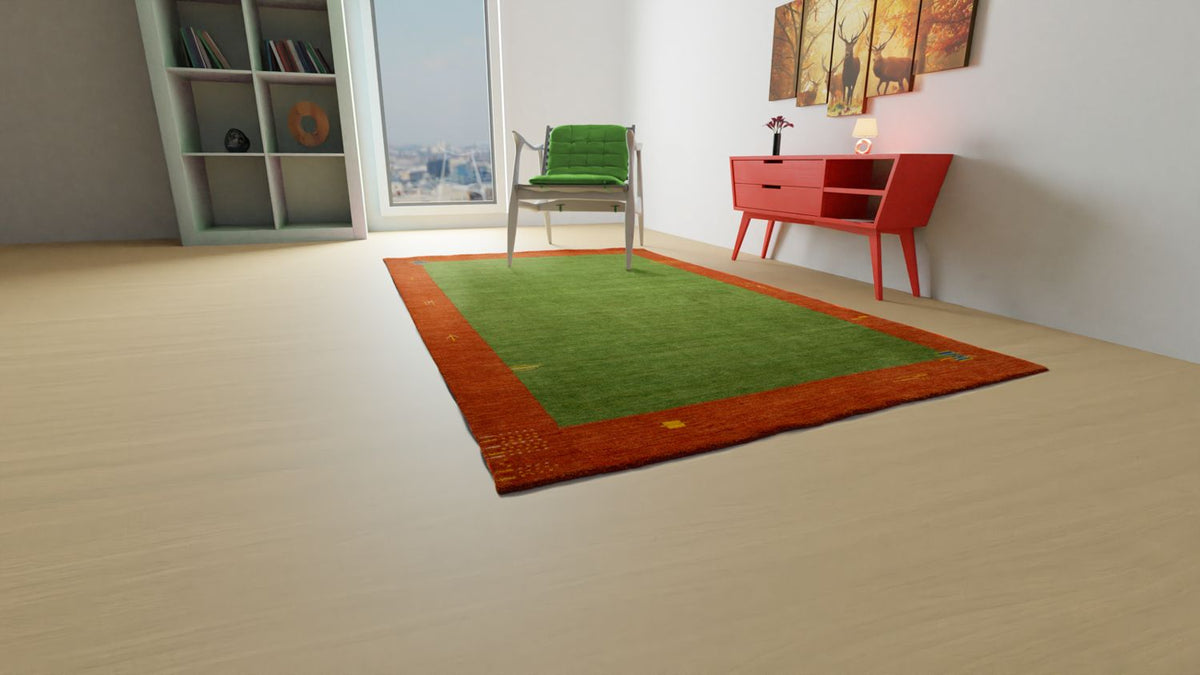 Tapis Gabbeh - Indus - 180 x 120 cm - vert