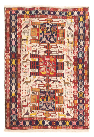 Kilim en soie 109x135cm - multicolore