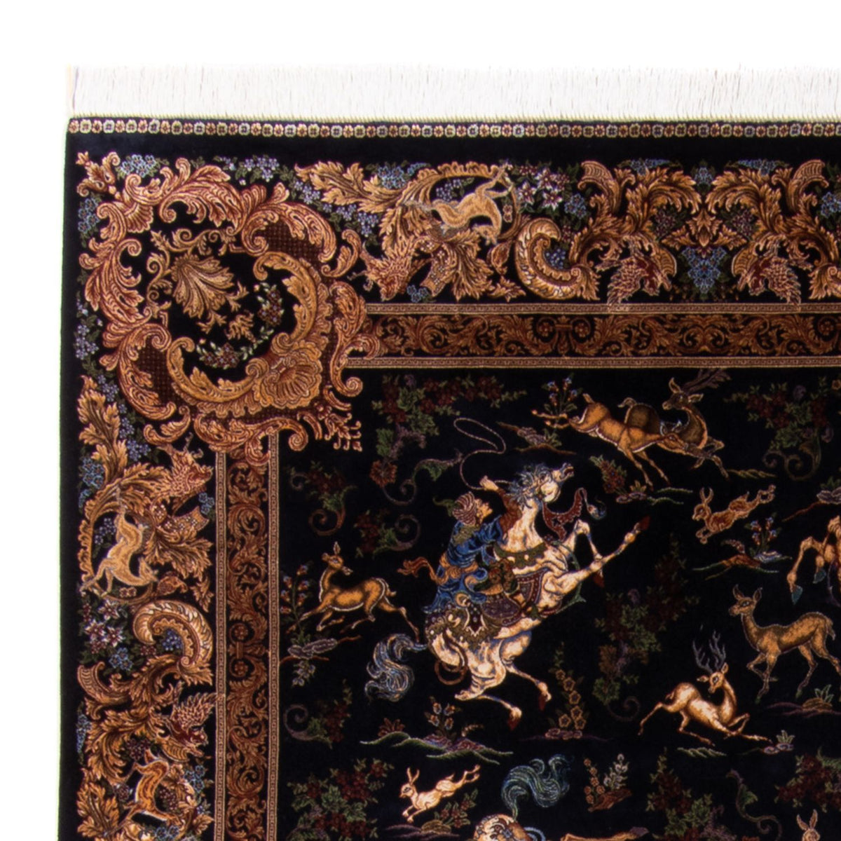 Tapis persan - Ghom - 230 x 150 cm - bleu foncé