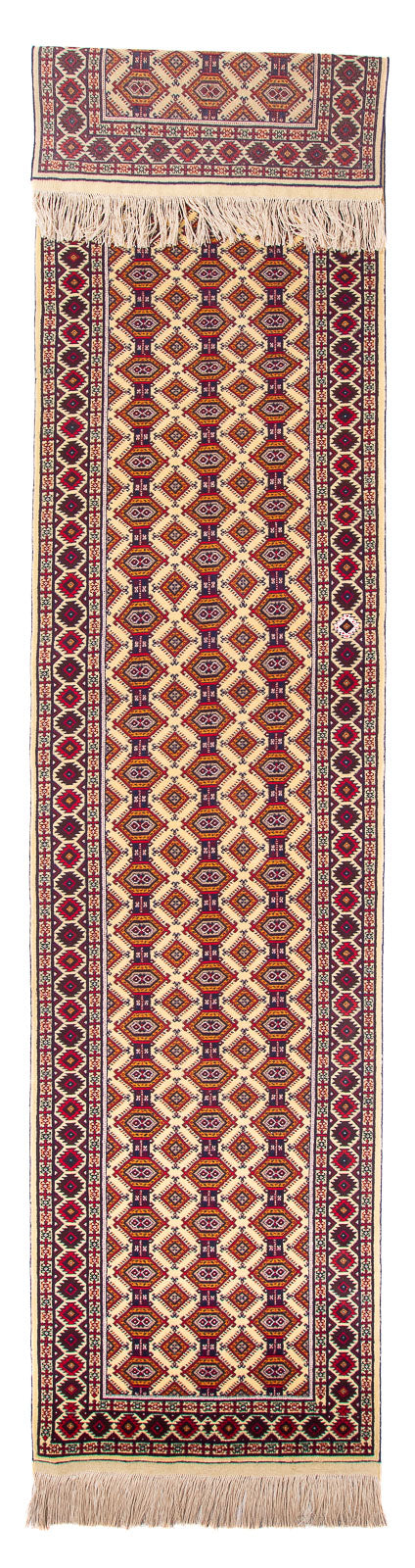 Tapis de couloir Tapis afghan - 390 x 90 cm - beige