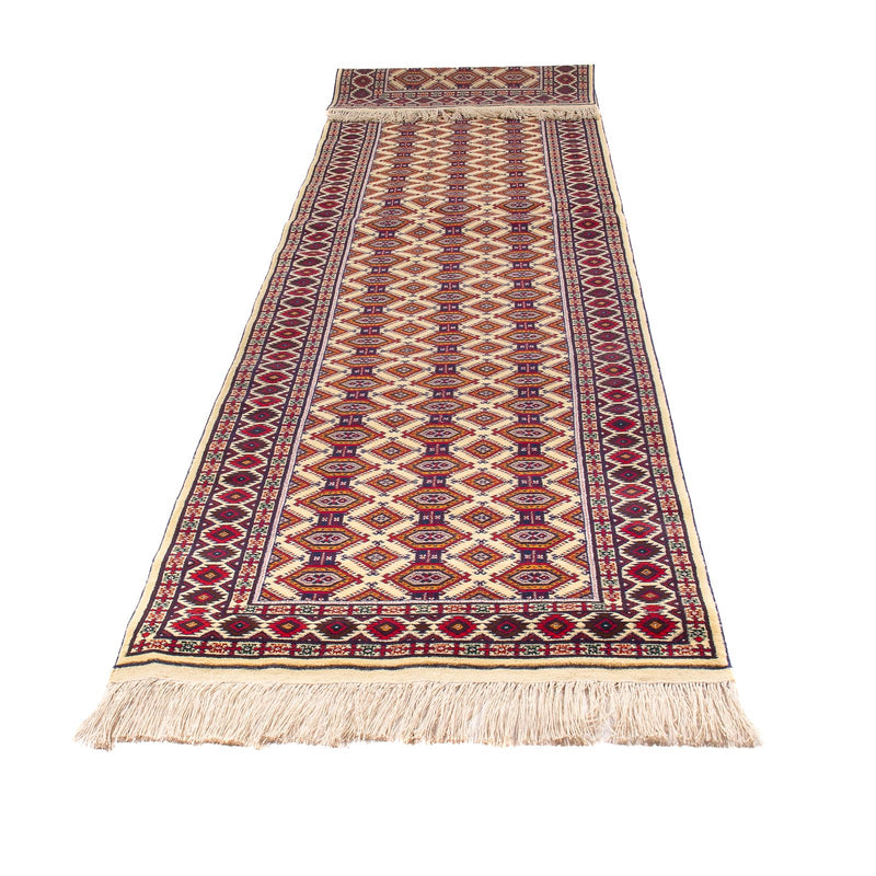 Tapis de couloir Tapis afghan - 390 x 90 cm - beige