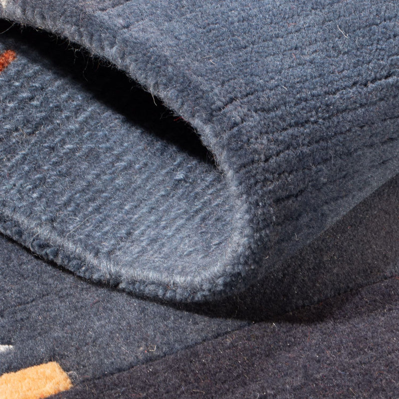 Tapis Népalais - 90 x 60 cm - bleu foncé