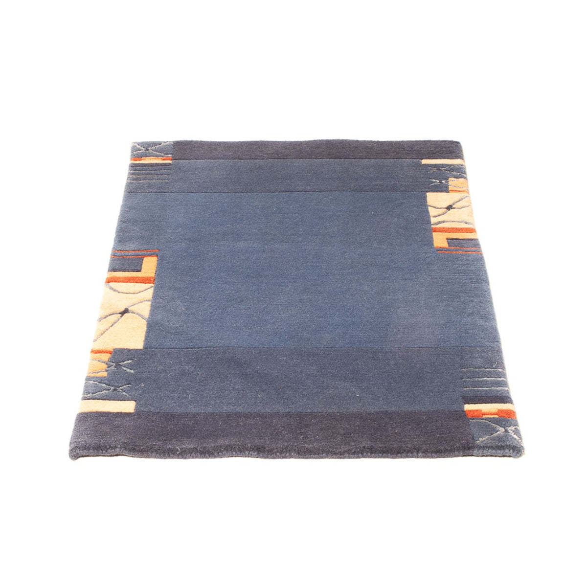 Tapis Népalais - 90 x 60 cm - bleu foncé