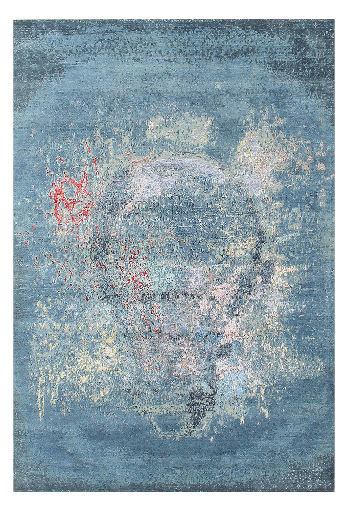 Tapis design - 242 x 163 cm - bleu de mer