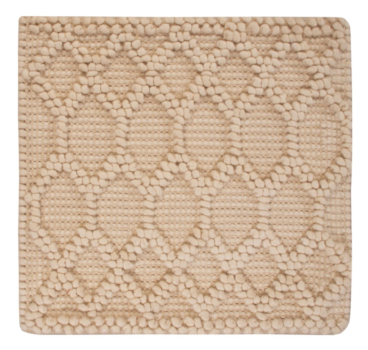 Tapis en laine carré  - 48 x 42 cm - beige