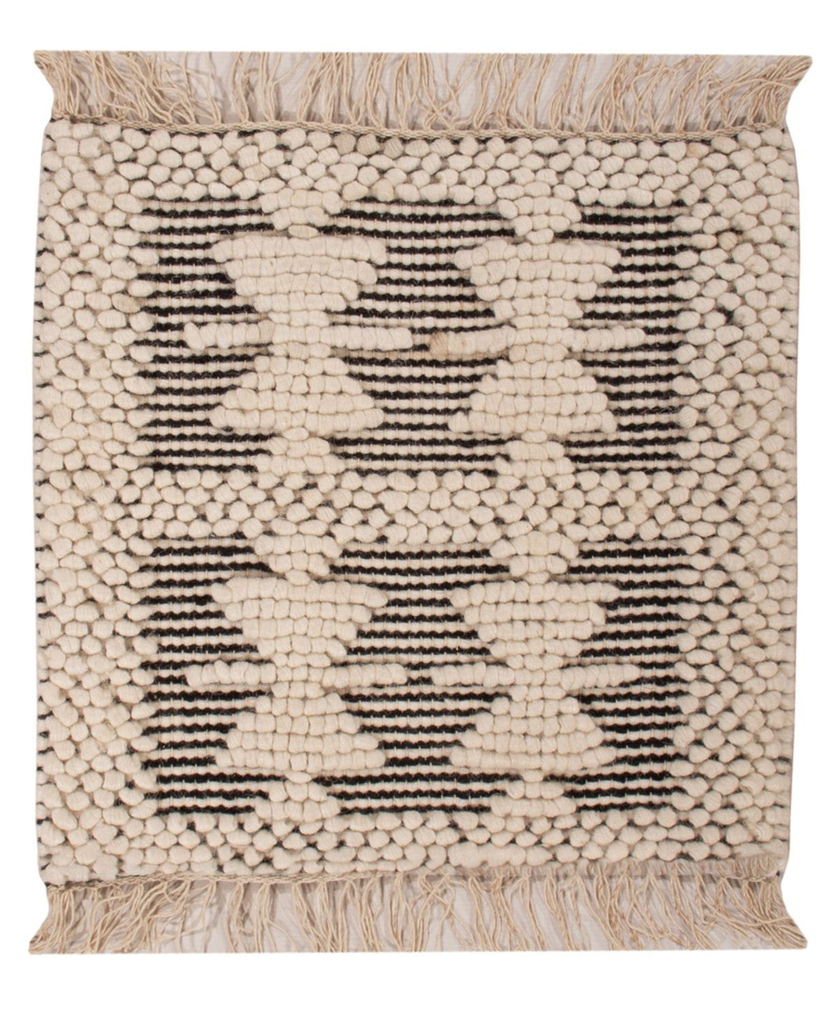 Tapis en laine carré  - 49 x 46 cm - noir et blanc