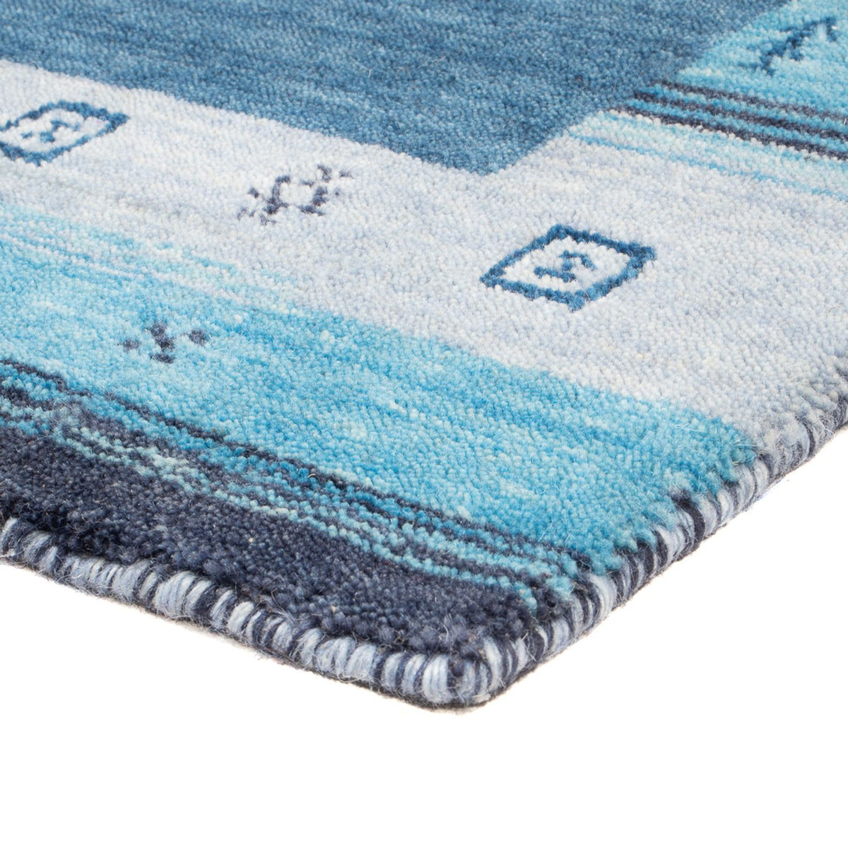 Tapis Gabbeh - Indus - 140 x 70 cm - bleu