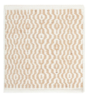 Tapis en laine carré  - 35 x 32 cm - beige