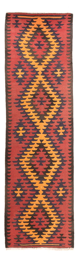 Tapis de couloir Tapis Kelim - Vieux - 423 x 140 cm - rouge foncé
