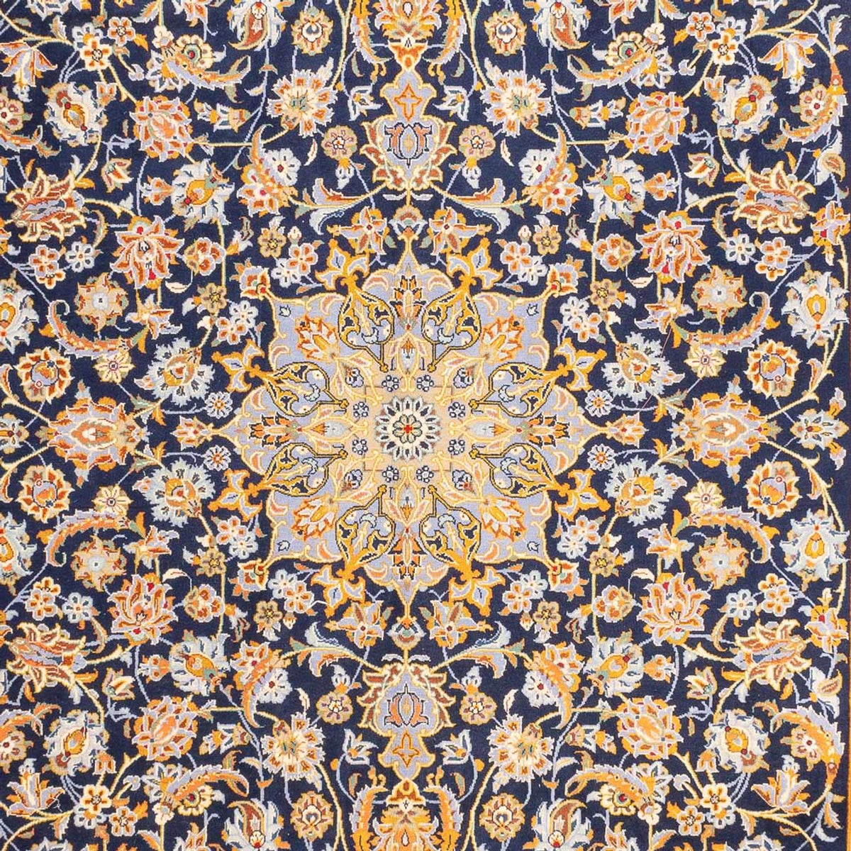 Tapis persan - Keshan - 402 x 288 cm - bleu foncé